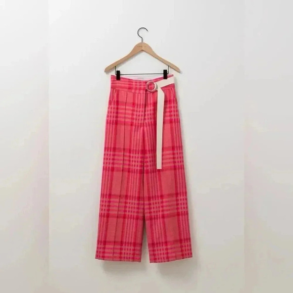 610 Rachel Comey Elio Pant in Bottiglia Plaid Pink - Picture 1 of 9